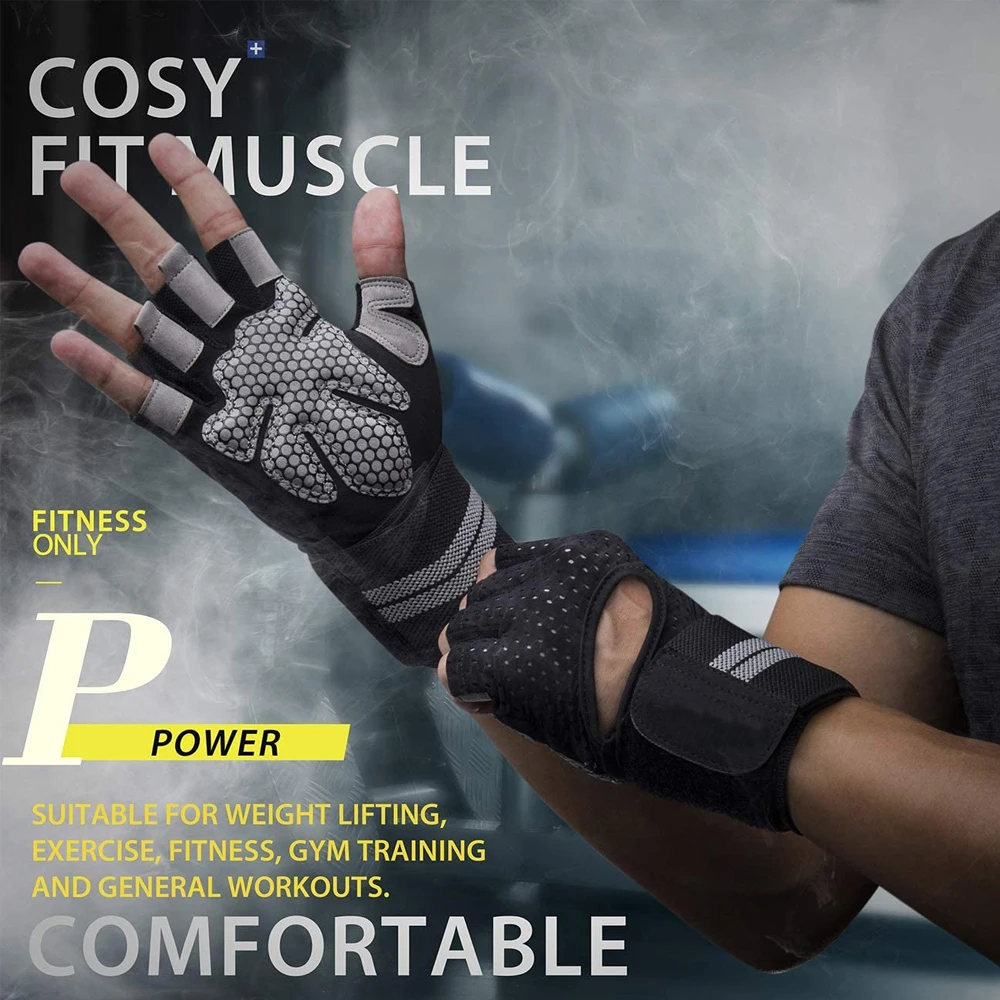 1 ペアハーフフィンガージムフィットネスグローブリストラップ - Crossfit Workout With Equipment のレビューと価格